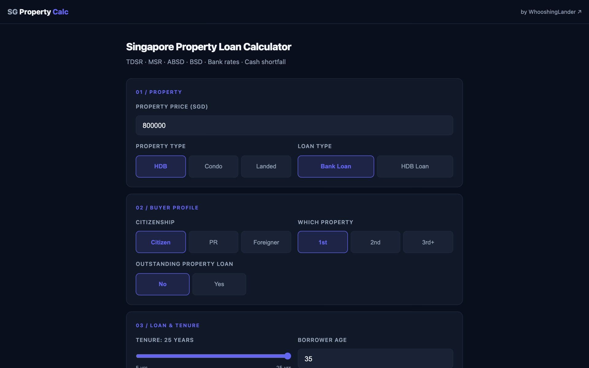 SG Property Calc screenshot